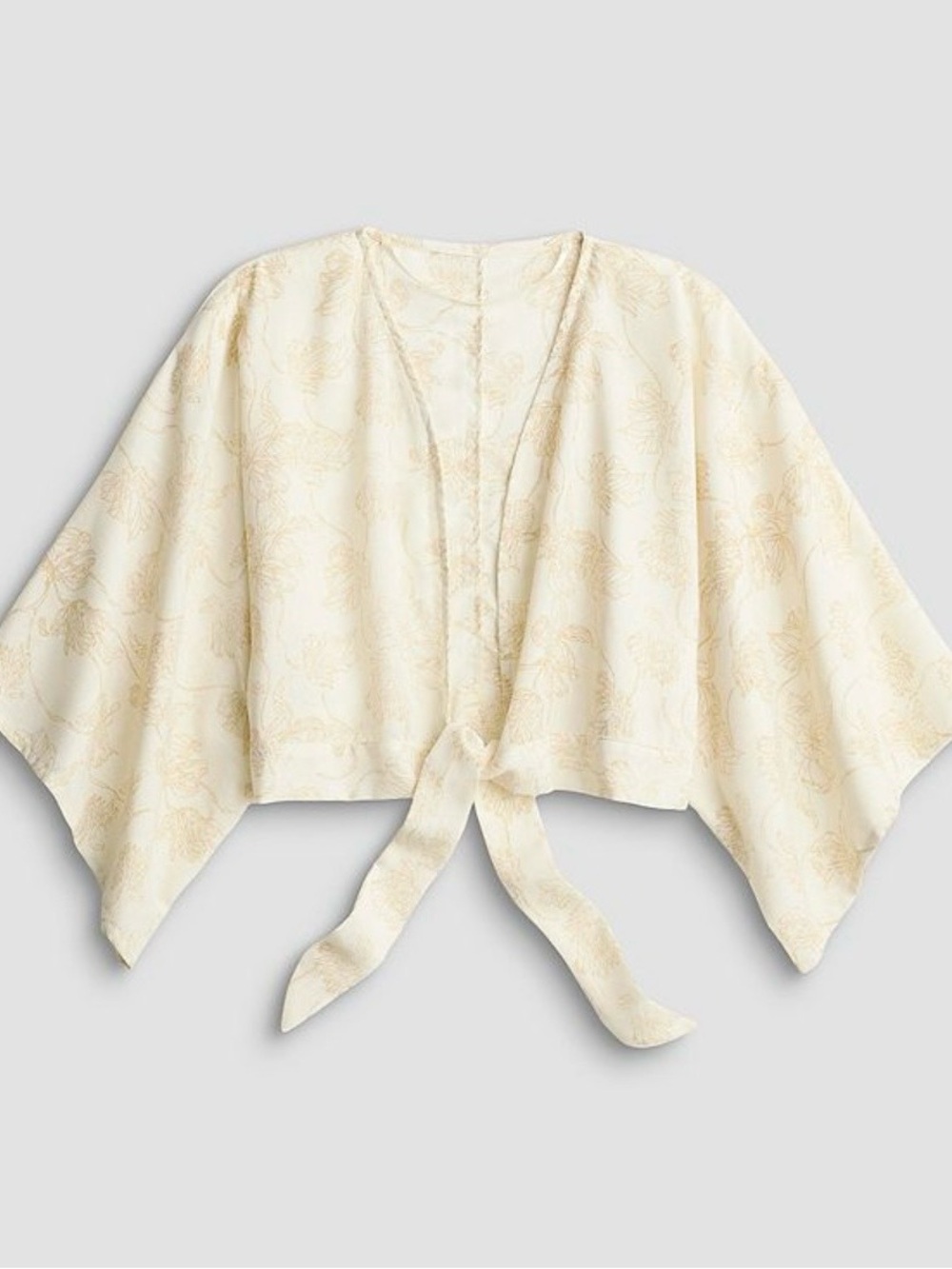 Women’s Cream Tie-Front Kimono Jacket